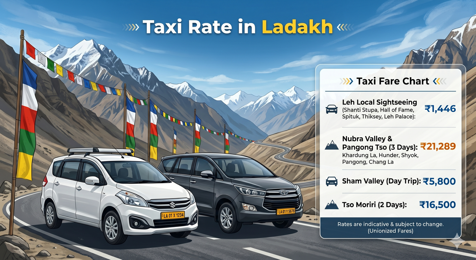 Taxi Rate in Ladakh | Season 2026-2027