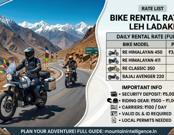 Leh Ladakh Bike Rental Rate list 2026-2027