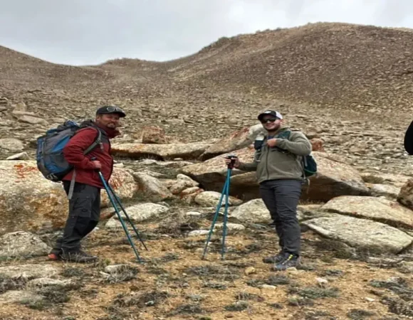 trekking through phyang village landscape ladakh