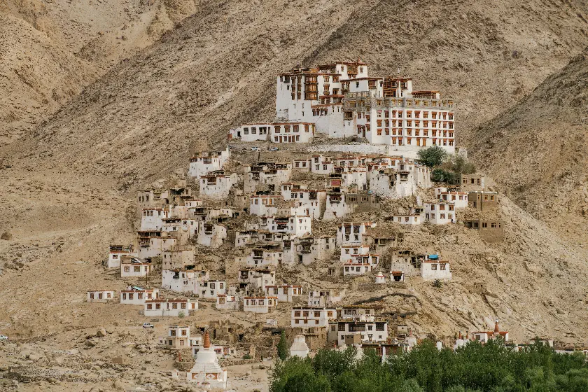 Chemrey Monastery on a hill in Ladakh, India.